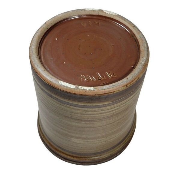 Mid-Century Modern Mideke Crock mcm Jar Utensil Holder Studio Art Pottery Swirl - Picture 4 of 6